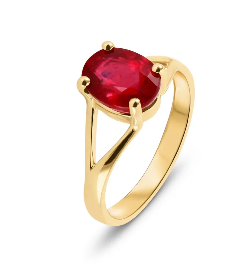 Bague Rubis Rouge traité Ovale 9x7mm en Or Jaune 750 pour femme - Bijoux Trabbia Vuillermoz