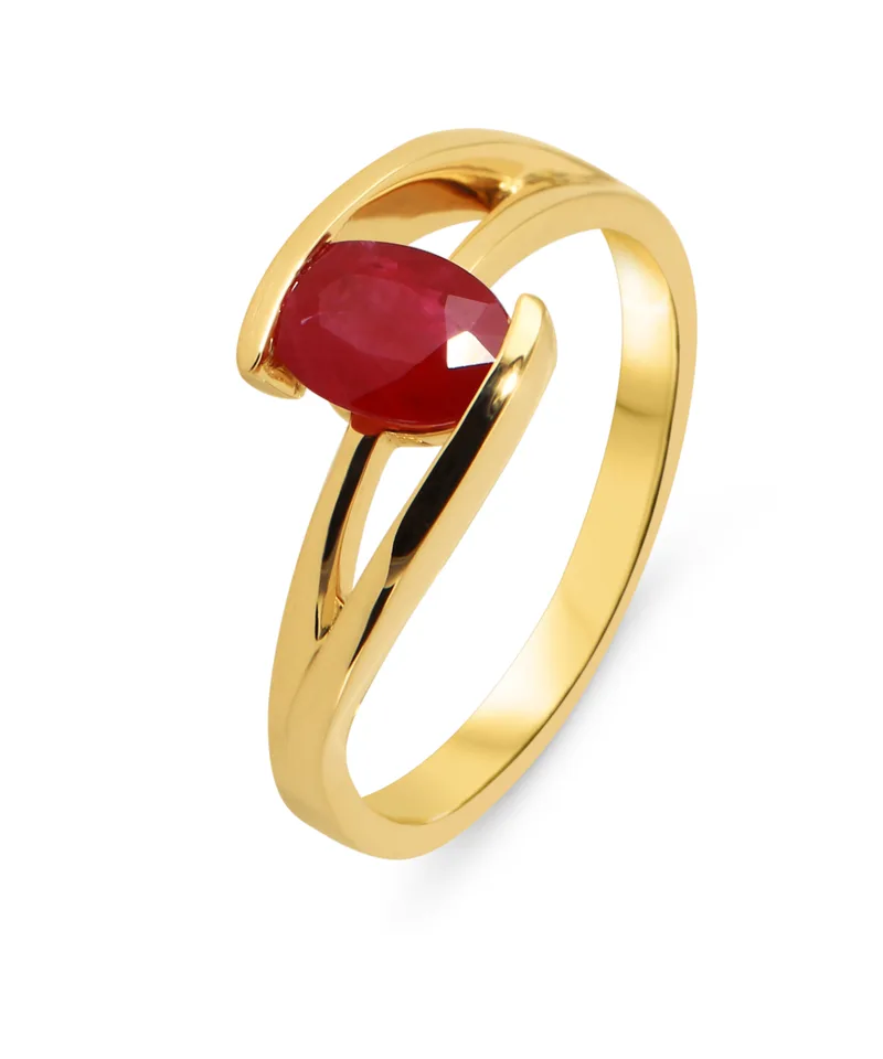 Bague Rubis Rouge Ovale 7x5mm en Or Jaune 750 pour femme - Bijoux Trabbia Vuillermoz
