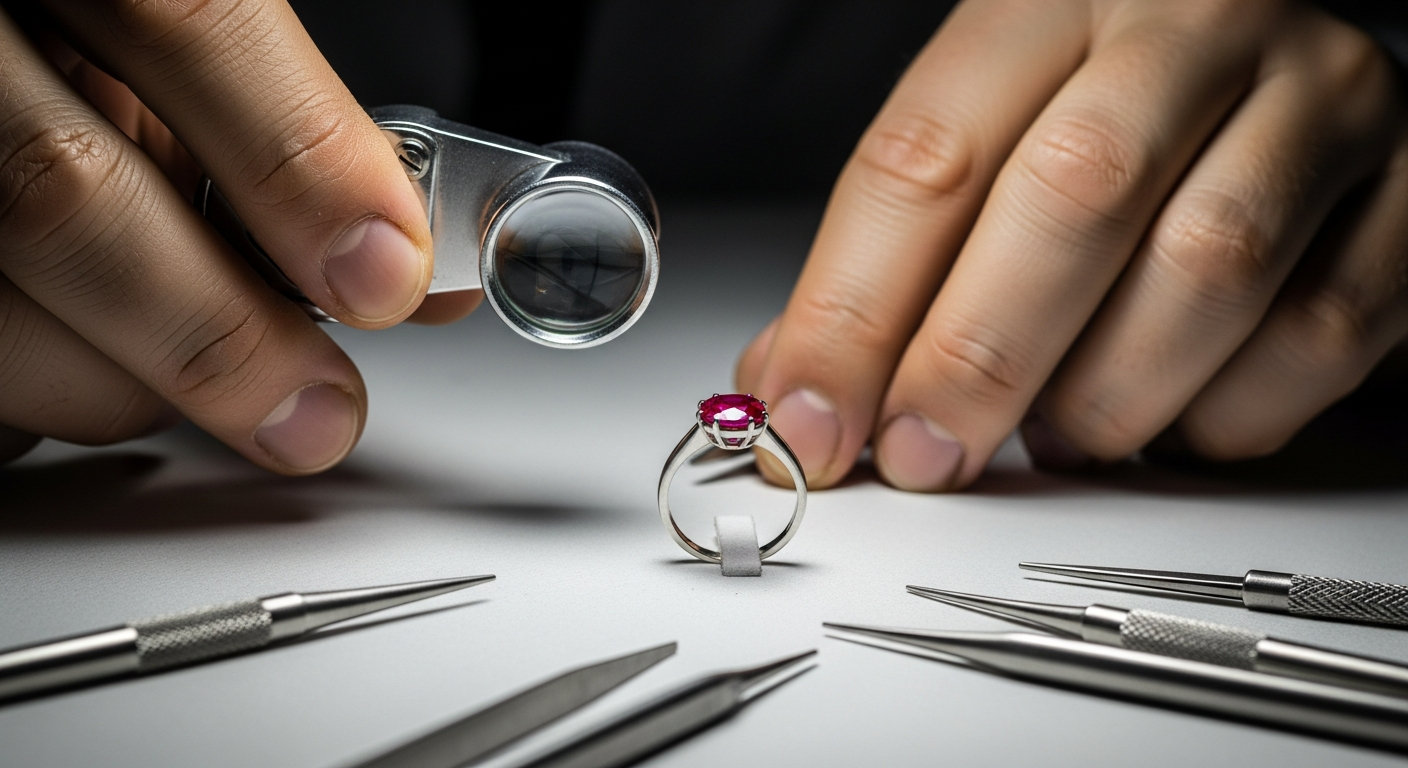 Bijouterie luxe présentoir bagues rubis femmes élégantes